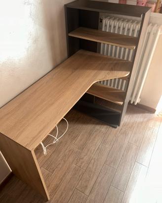 Scrivania angolare con Libreria -studio/pc