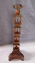candelabro in legno e ottone dorato 