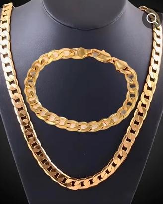 Collana + bracciale placcati in oro 18k +🎁