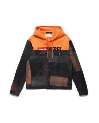 felpa con partr in jeans 