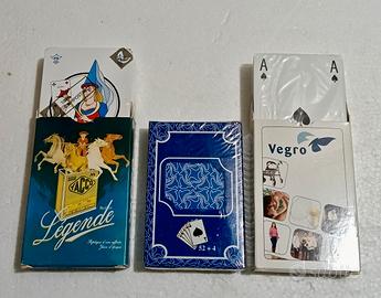 lotto 3 mazzi di carte da gioco vintage.