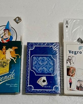 lotto 3 mazzi di carte da gioco vintage.