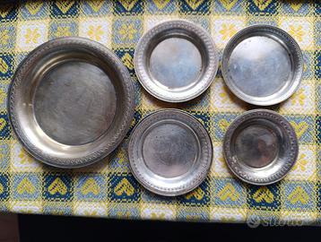 5 piattini in argento egiziano 800, come da punzon