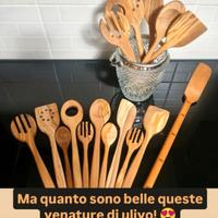 Mestolo forchetta spatola legno di ulivo