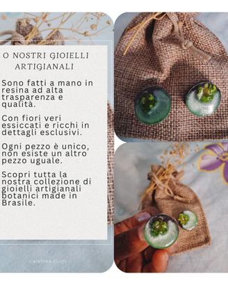 Orecchini VERDI in resina e fiori veri