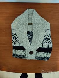 cardigan bianco e blu 