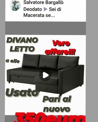 Divano angolare nero semi nuovo