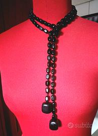 Collana "Sciarpina" in Onice Nero Naturale 