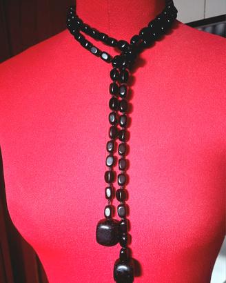 Collana "Sciarpina" in Onice Nero Naturale 