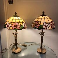 coppia Lampade vintage da Tavolo stile Tiffany