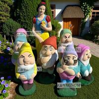 Sette Nani biancaneve colorati da giardino cm. 48