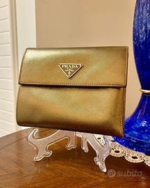 PRADA*Portafoglio in pelle colore bronzo Originale