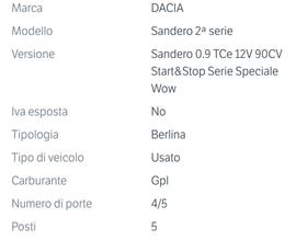 DACIA Sandero 2ª serie - 2019