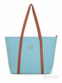 Borsa Shopper Naj Oleri Azzurra e Marrone