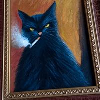 Quadro con gatto-olio su tela 