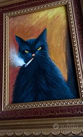 Quadro con gatto-olio su tela 