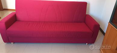 Divano letto 3 posti rosso