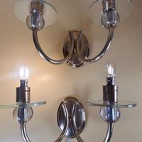 Coppia applique vintage Francesi ottone e vetro