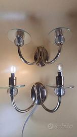 Coppia applique vintage Francesi ottone e vetro