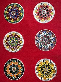 Set 6 sottovicchieri dipinti a mano. Grecia.