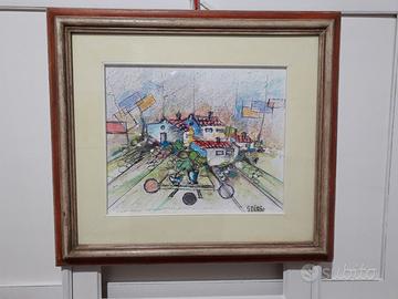 Case con elementi decorativi e prospettici.