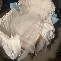 Culla in vimini cappotta tessuto pizzo