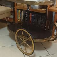 carrello vintage anni 70 legno e ottone 
