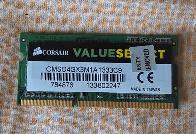 scheda ram Corsair 4GB SO-DIMM DDR3 PC3-10