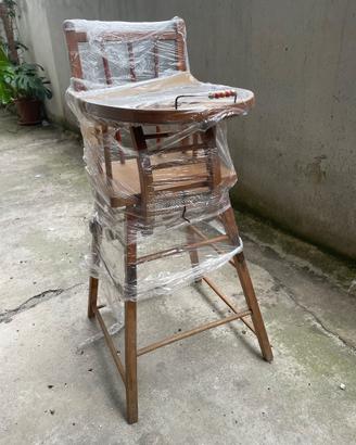 Seggiolone vintage in legno massello trasformabile