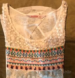 Desigual top donna  ricamato tg L
