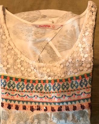Desigual top donna  ricamato tg L