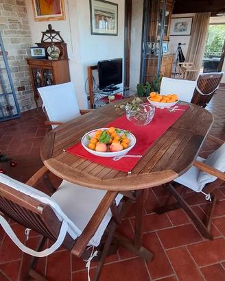 Tavolo da Giardino + 4 Sedie abbinate e coprisedia