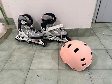 Pattini bimba OXELO FIT 3 35-38 con casco e protez