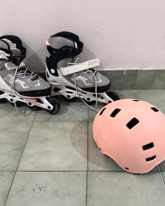 Pattini bimba OXELO FIT 3 35-38 con casco e protez