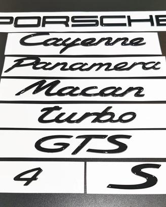 Loghi PORSCHE logo scritta nero lucido opaco