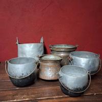 Paioli Antichi in Rame e Alluminio – 6 Pezzi