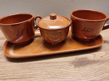 set 2 tazze vassoio e zuccheriera