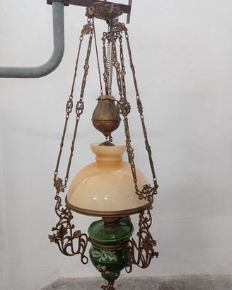 Lampadario a petrolio liberty a lanterna fine '800