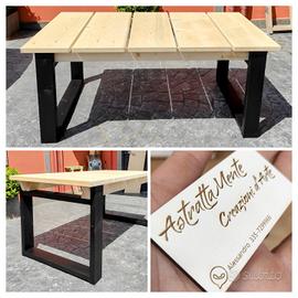 Tavolo giardino industrial design legno massello 