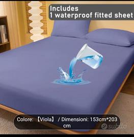Coprimaterasso matrimoniale impermeabile viola -