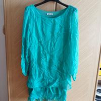 Vestito stropicciato con foglioni 100%SETA