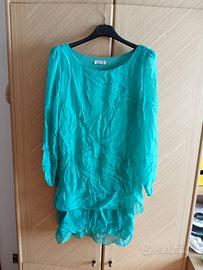 Vestito stropicciato con foglioni 100%SETA