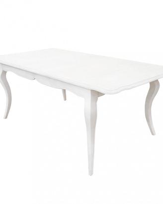 Tavolo da Pranzo Legno Massiccio Bianco 160/200 Cm