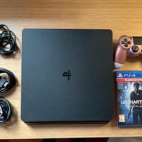 Playstation 4 slim con controller ed uncharted 4