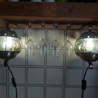 Coppia di Lampade in rame e vetro molto originali