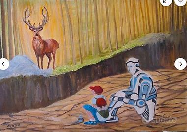 Quadro moderno olio su tela 70x50cm Nuovo