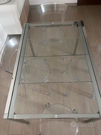 tavolo da pranzo allungabile Ikea +4 sedie transpa