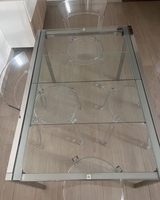 tavolo da pranzo allungabile Ikea +4 sedie transpa