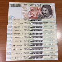 N. 11 Banconote Consecutive FDS Caravaggio 2°tipo