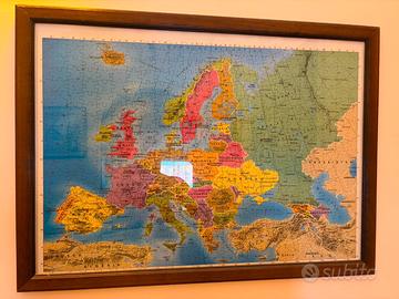 Quadro grande puzzle mappa geografica Europa legno
